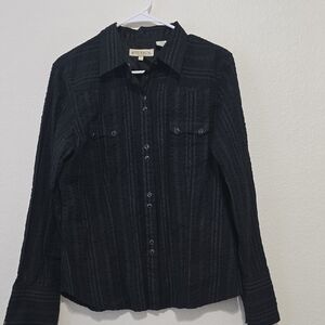 Stetson Western, Black Button-Up Shirt L